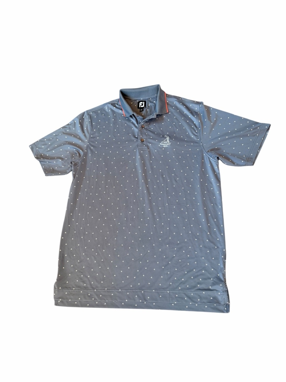 FootJoy Push Play Print Lisle Knit Collar Golf Polo Graphite/White Mens Large - Picture 2 of 9